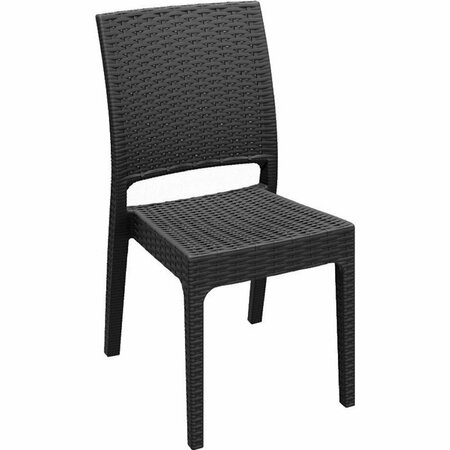 FINE-LINE Florida Resin Wickerlook Dining Chair, Dark Gray, 2PK FI214012